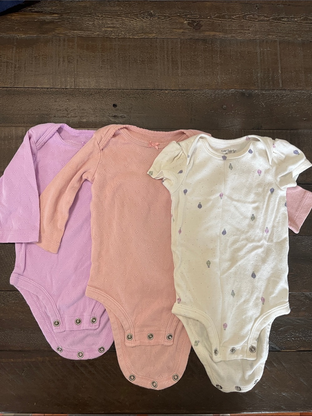 Carter's Pink, Light Pink & White Baby One-Piece Bodysuits - 3 Pack